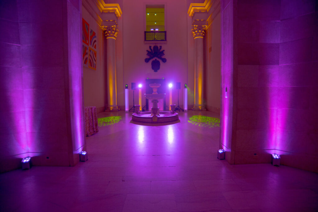 Amazing uplighting for a corporate party at the Minneapolis Art Institute.