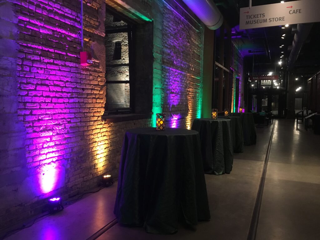 Uplighting at a holiday corporate party