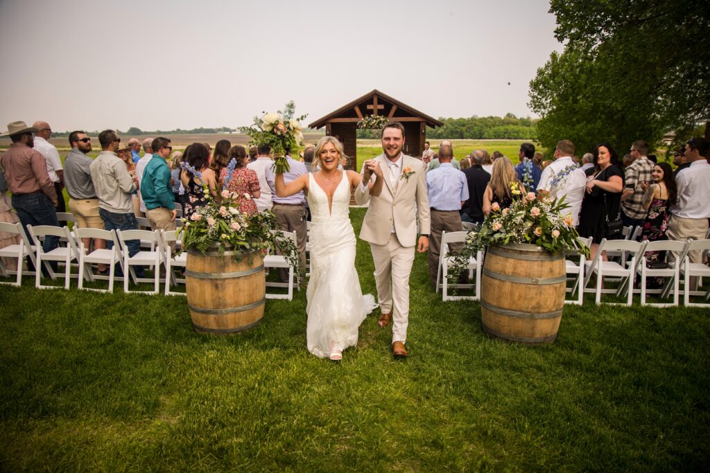 From vows to wows! Celebrating a beautiful couple just as they said I do, as they are heading into their reception with DJ MN Events at Crooked Willow, in Alexandria MN