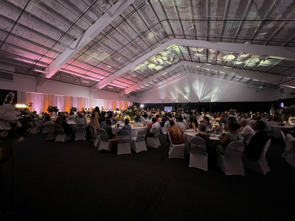 Transformative uplights provided by DJ MN Events for one of the largest weddings in Alexandria MN