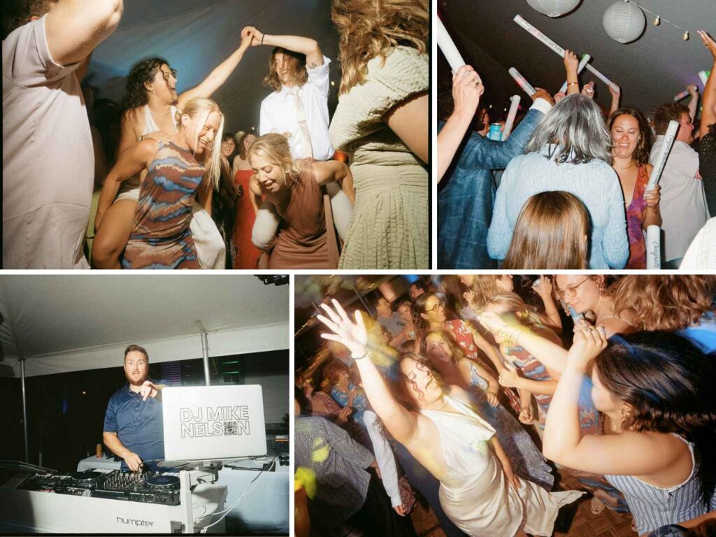 Alexandria MN wedding DJ Mike Nelson behind the booth as guests fill the dance floor